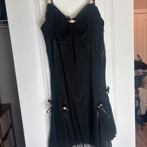 Black mini dress w rosettes